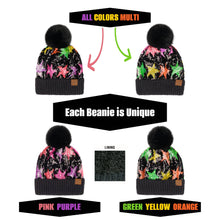 Load image into Gallery viewer, CC Neon Star Sequin Fur Pom Beanie
