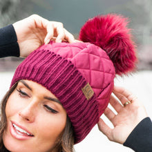 Load image into Gallery viewer, CC Quilted Pom Beanie
