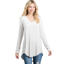 Load image into Gallery viewer, LONG SLEEVE V-NECK DOLPHIN HEM TOP
