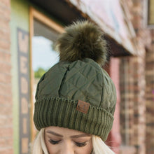 Load image into Gallery viewer, CC Quilted Pom Beanie
