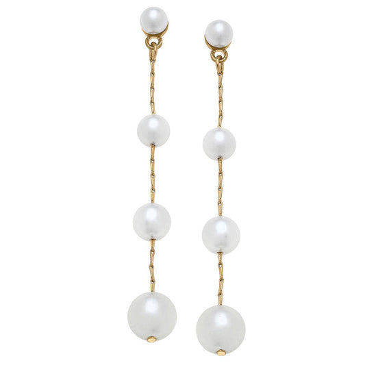 Audrey Pearl Earrings Ivory & Worn Gold