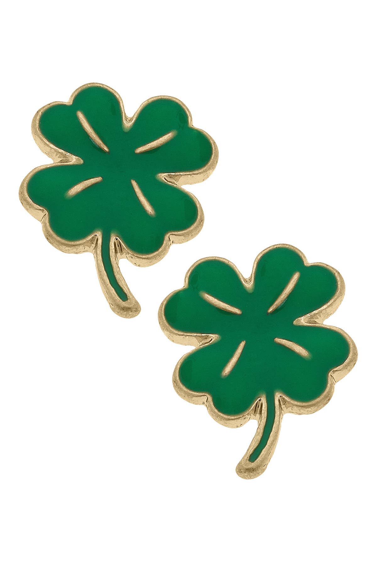 St Patricks Day Enamel Shamrock Stud Earrings