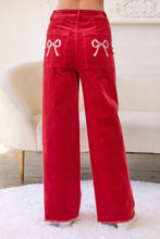 Load image into Gallery viewer, Corduroy Stretch Pants With Ribbon Bow
