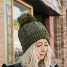 Load image into Gallery viewer, CC Quilted Pom Beanie
