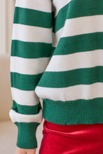 Load image into Gallery viewer, Stripe Sweater Knit Top in Hunter Green
