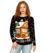 Load image into Gallery viewer, Light Show Women&#39;s Light Up House Ugly Christmas Sweater
