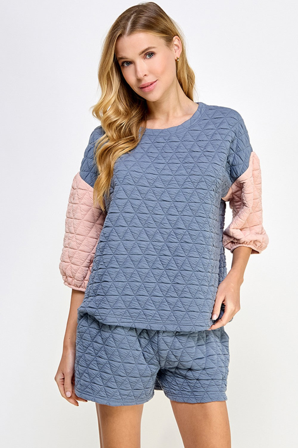 Color  Mix Quilted Top & Pant Set