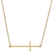 Load image into Gallery viewer, Carmi Cross Necklace in Worn Gold
