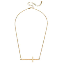 Load image into Gallery viewer, Carmi Cross Necklace in Worn Gold
